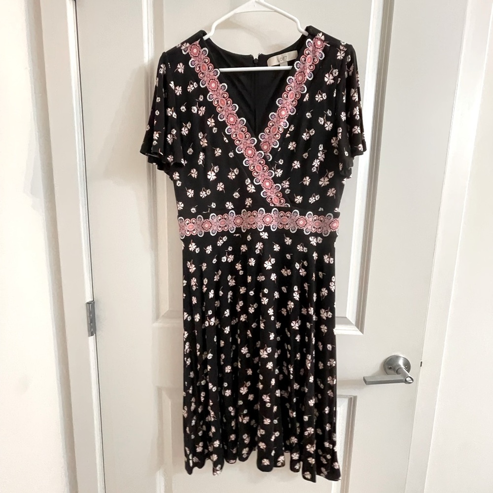 LOFT floral midi dress